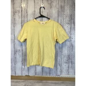 TALBOTS yellow cotton short-sleeve t-shirt with a binded neck.  SIZE -S